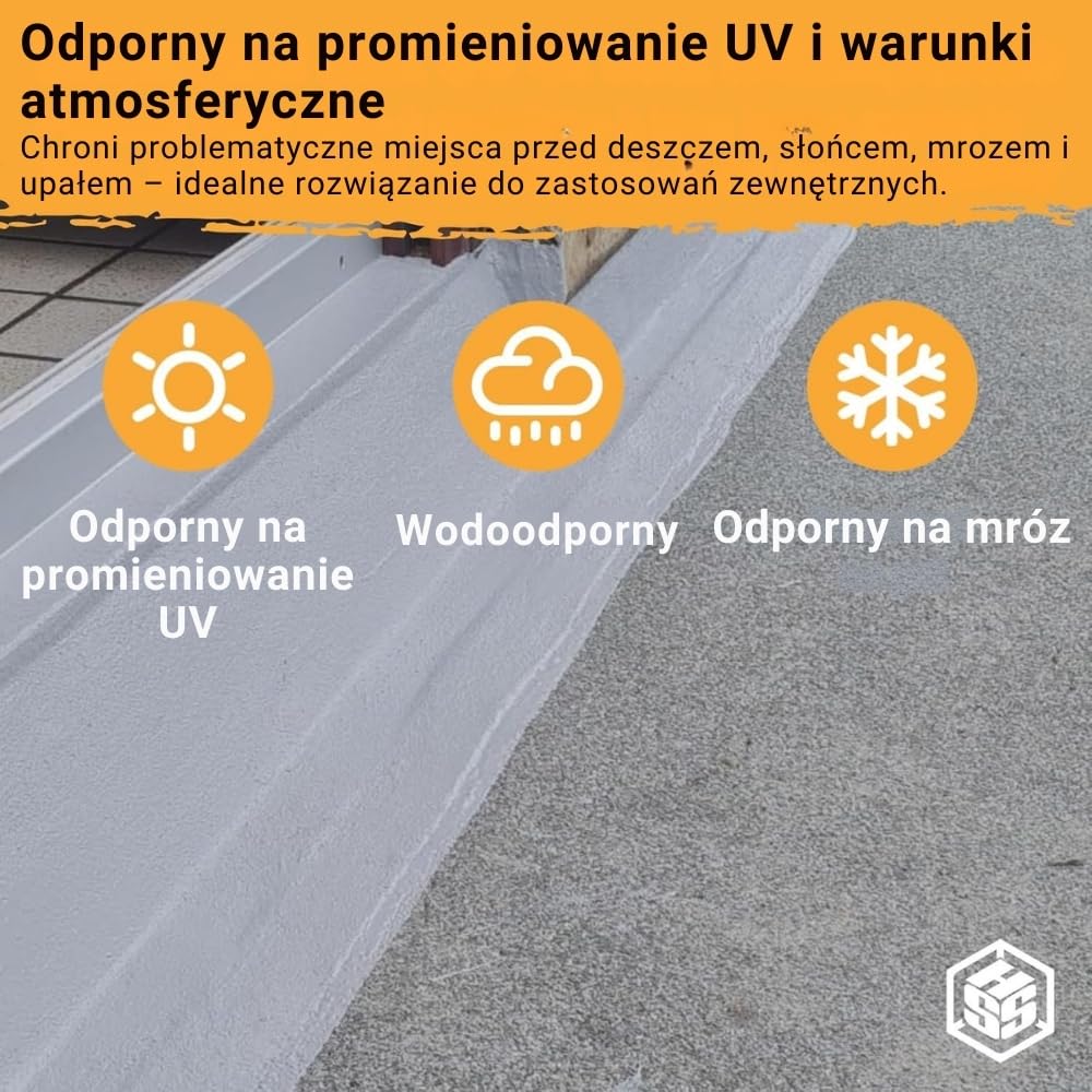 Płynny tworzywo sztuczne HSS do uszczelniania i napraw – odporne na promieniowanie UV i warunki atmosferyczne – polimer MS – bez rozpuszczalników i bitumu (Biały, 5kg)