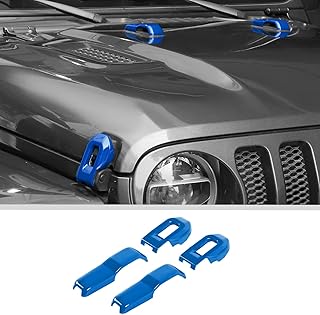 JWWY Hood Latches Decor Hood Hinge Cover Trim Fit for 2018-2024+ Jeep Wrangler JL JLU Sports Sahara Freedom Rubicon Unlimited Gladiator JT Exterior Accessories 4pcs Blue