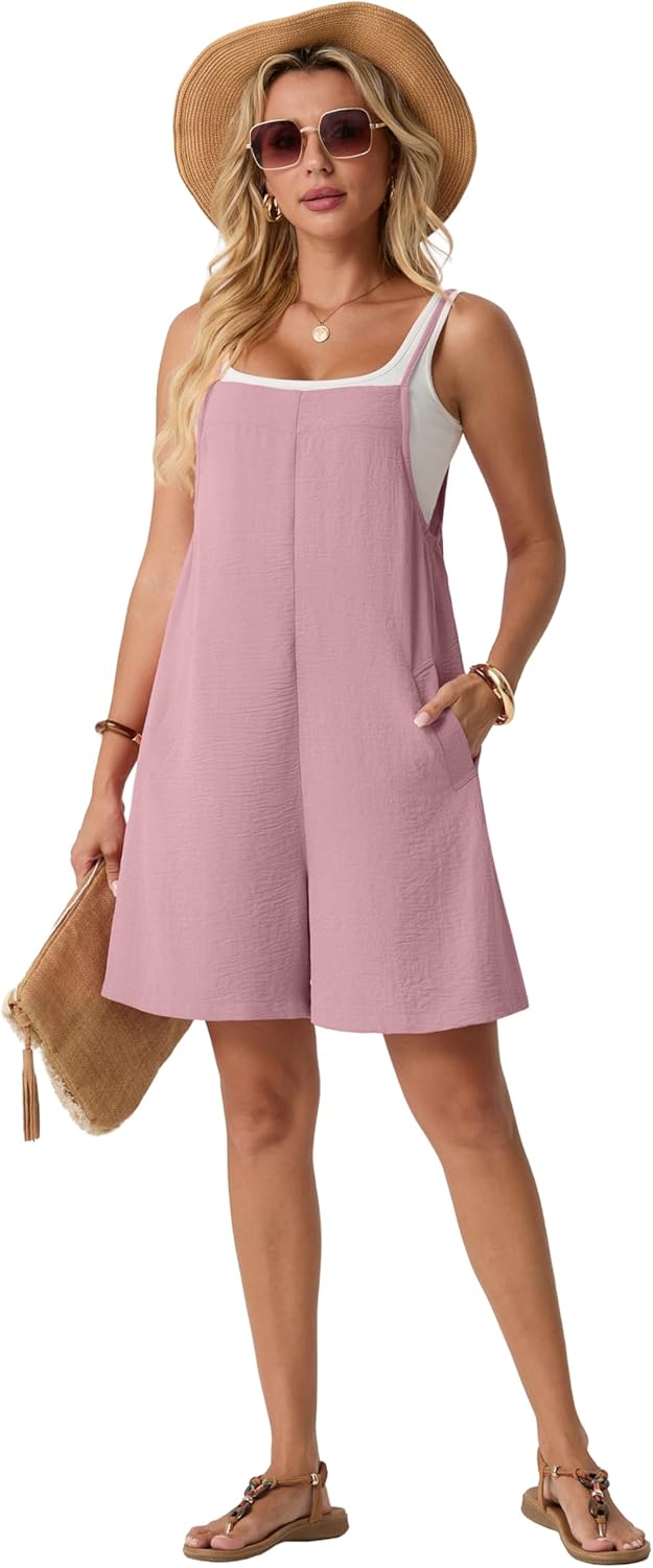 Lepunuo Rompers for Women Summer Casual Jumpers Boho Short Jumpsuits Overalls with Pockets Vacation Outfits - Image 4
