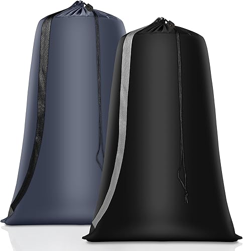 Miniatura 1 de Coomee Bolsa de lavandería resistente, paquete de 2 bolsas de lavandería de nailon XL con correas, organizador de ropa sucia grande lavable con