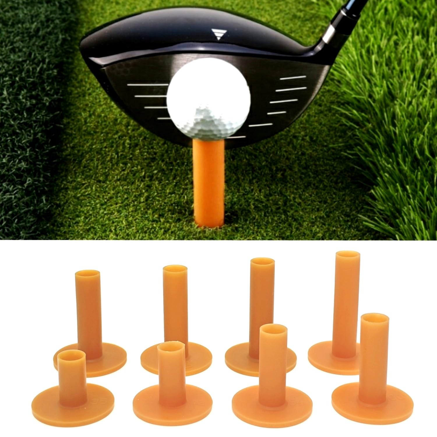 JZK 8x tees golf goma suave varios tamaños 35-80mm para tapete práctica campo