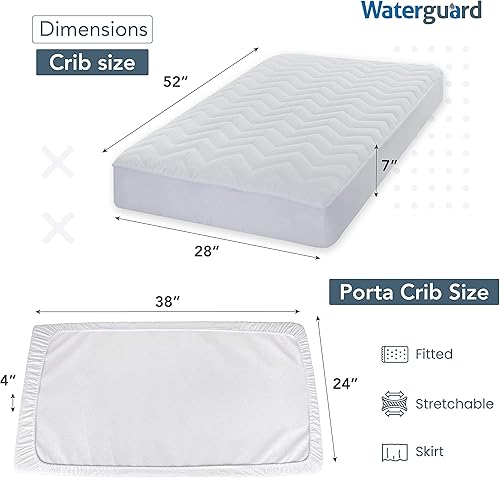 Miniatura 4 de Waterguard Protector de colchón impermeable para cuna, parte superior de algodón de primera calidad, solo telas de calidad utilizadas, acolchado,