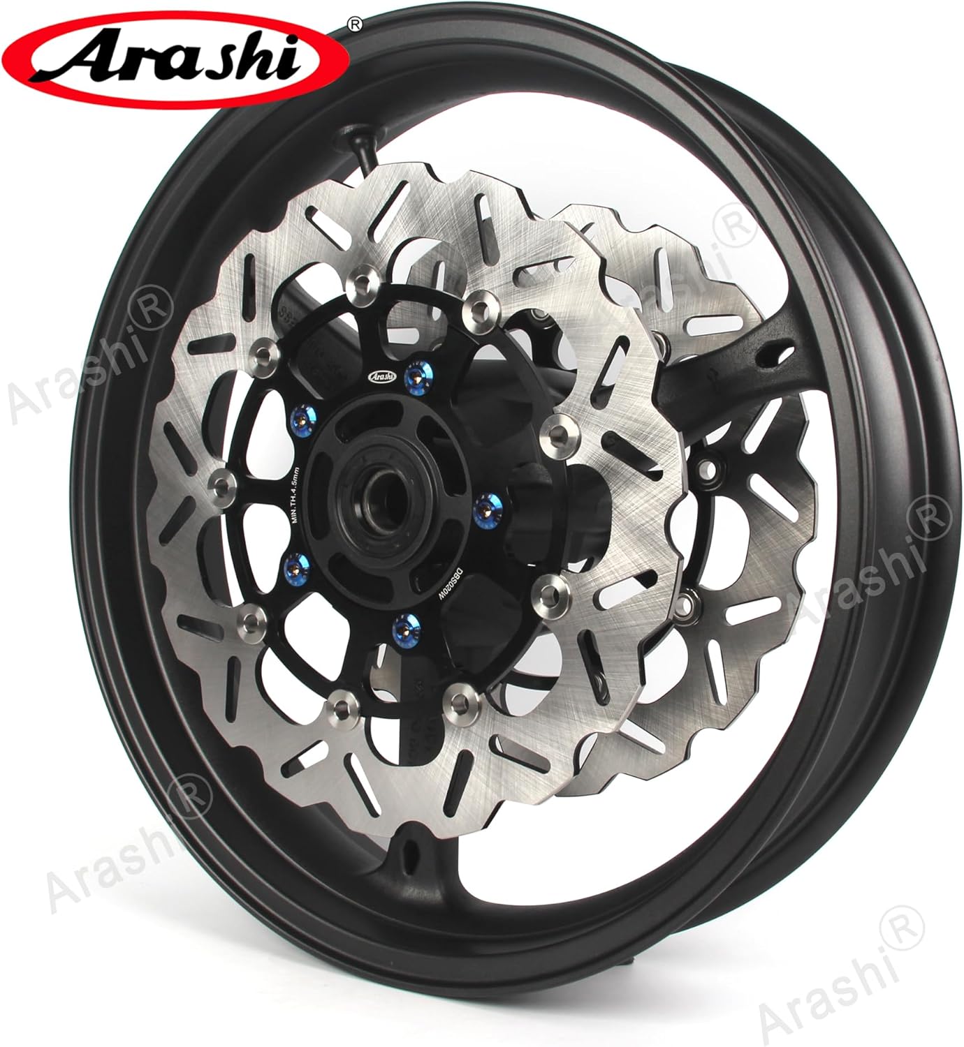 Arashi Front Wheel Rim and Brake Discs Rotors for Suzuki GSXR 600 750 2006-2007, GSXR 1000 2005-2008, Motorcycle Replacement Accessories Parts Matte Black