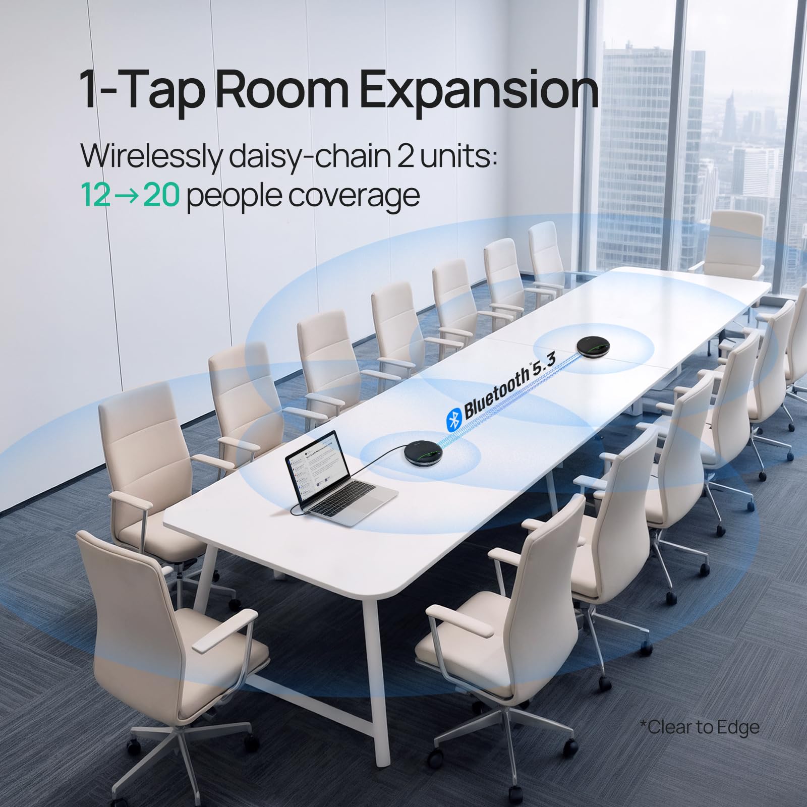 Yealink Bluetooth Speakerphone SP96 Support Daisy-Chain 26H Talk Time Teams Certified 65mm Conference Speaker and 6 Microphones Smart AI Noise-Canceling 5m Voice Pickup Radius 1.2m USB C/A 400g