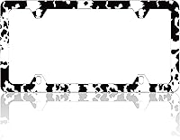 Vista 1 de Marco de matrícula con estampado de vaca en blanco y negro, marcos divertidos para placa de matrícula, patrón de animales, soporte de accesorios