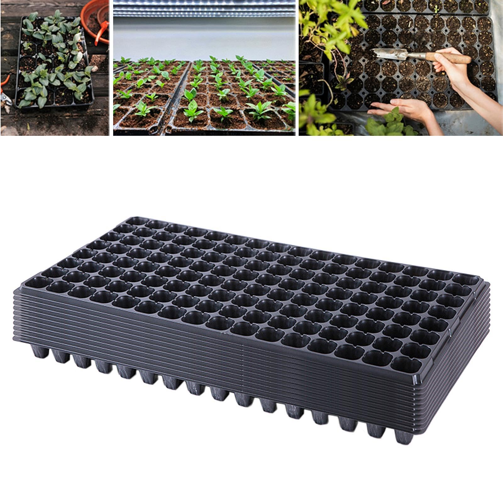 10 Piezas Bandejas para Semillero Bandejas de Germinación Bandejas para Plántulas Bandejas para Cultivo Material Resistente Adecuado para, 128 Agujeros