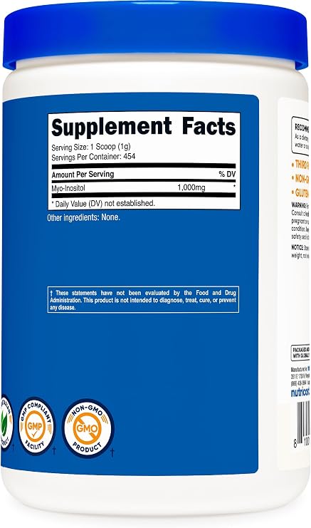 Nutricost Inositol Powder 1LB 454g - Gluten Free, Non-GMO