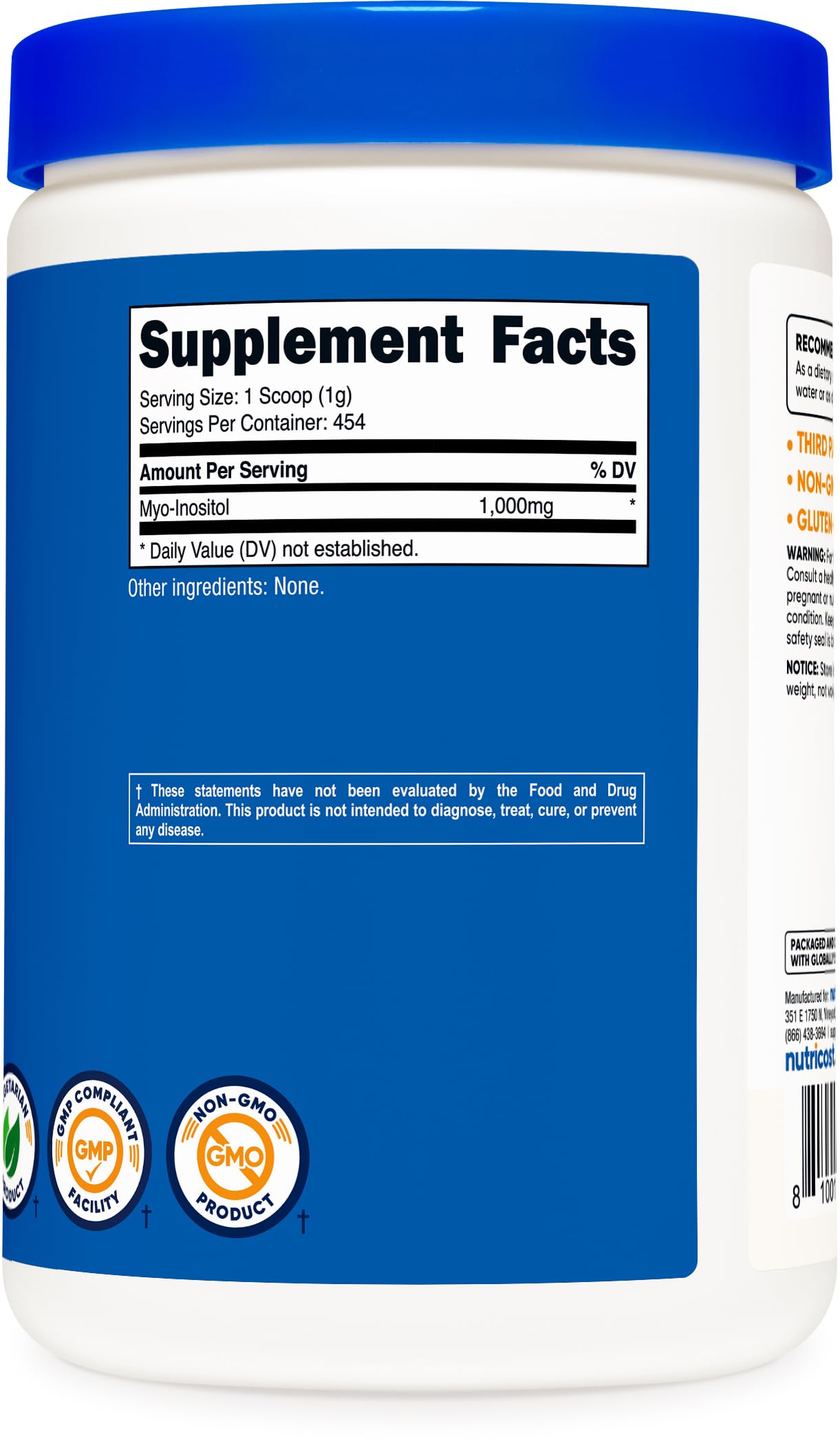 Nutricost Inositol Powder 1LB (454 Grams) - Gluten Free, Non-GMO — Amazon image 4