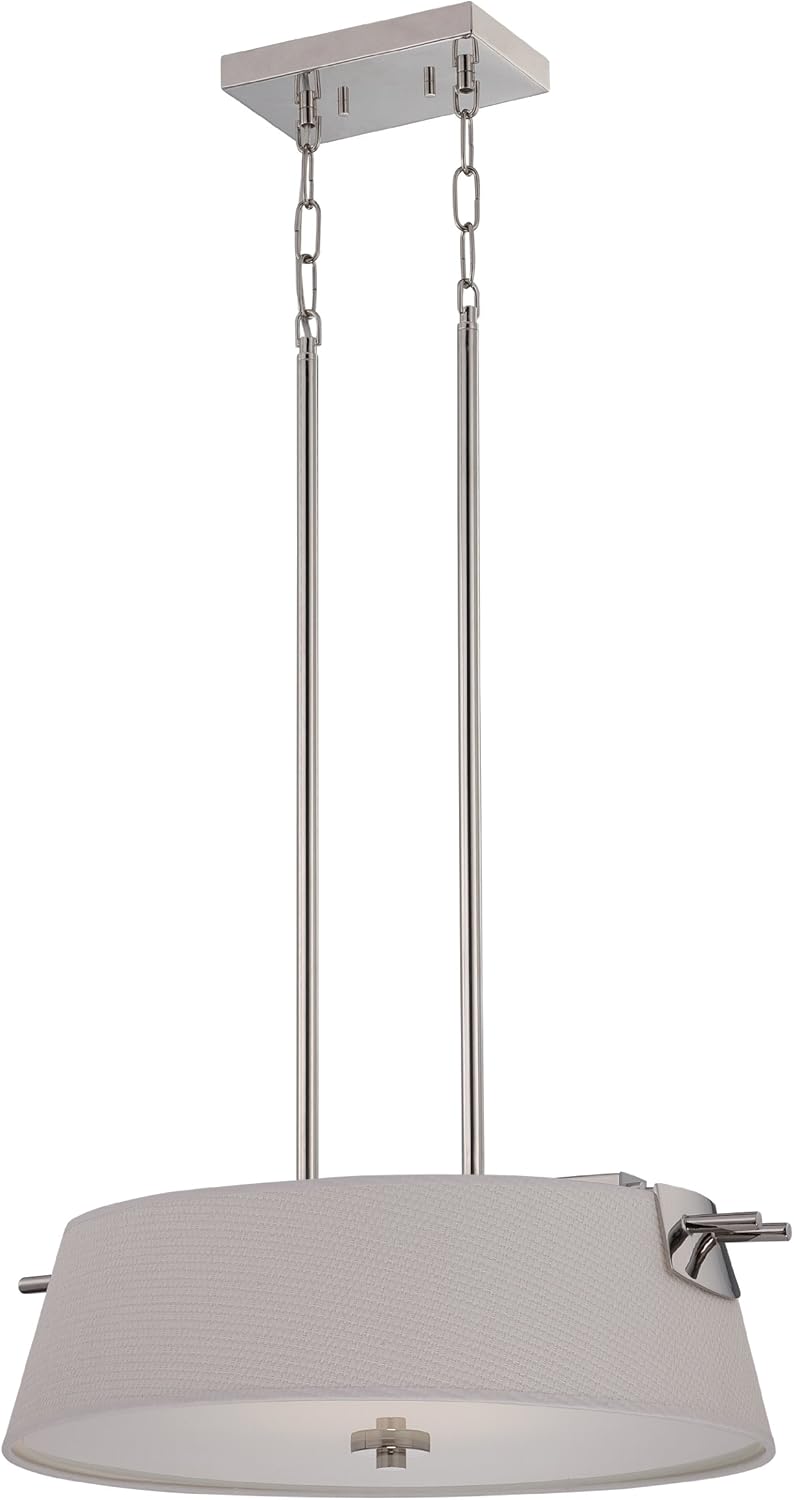 Crаzу Clеаrаnсе Nuvo Lighting 62/193 Claire LED One Light Pendant 20 Watt 1420 Lumens Soft White 2700K KolourOne LED Technology White Fabric Shade Polished Nickel Fixture Crаzу Clеаrаnсе Nuvo Lighting 62/193 Claire LED One Light Pendant 20 Watt 1420 Lumens Soft White 2700K KolourOne LED Technology White Fabric Shade Polished Nickel Fixture