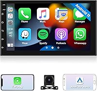 Vista 1 de Apple Carplay Android Auto Dual DIN Android 11 Car Stereo Hikity 7 pulgadas pantalla táctil radio de coche con Bluetooth GPS navegación HiFi sonido