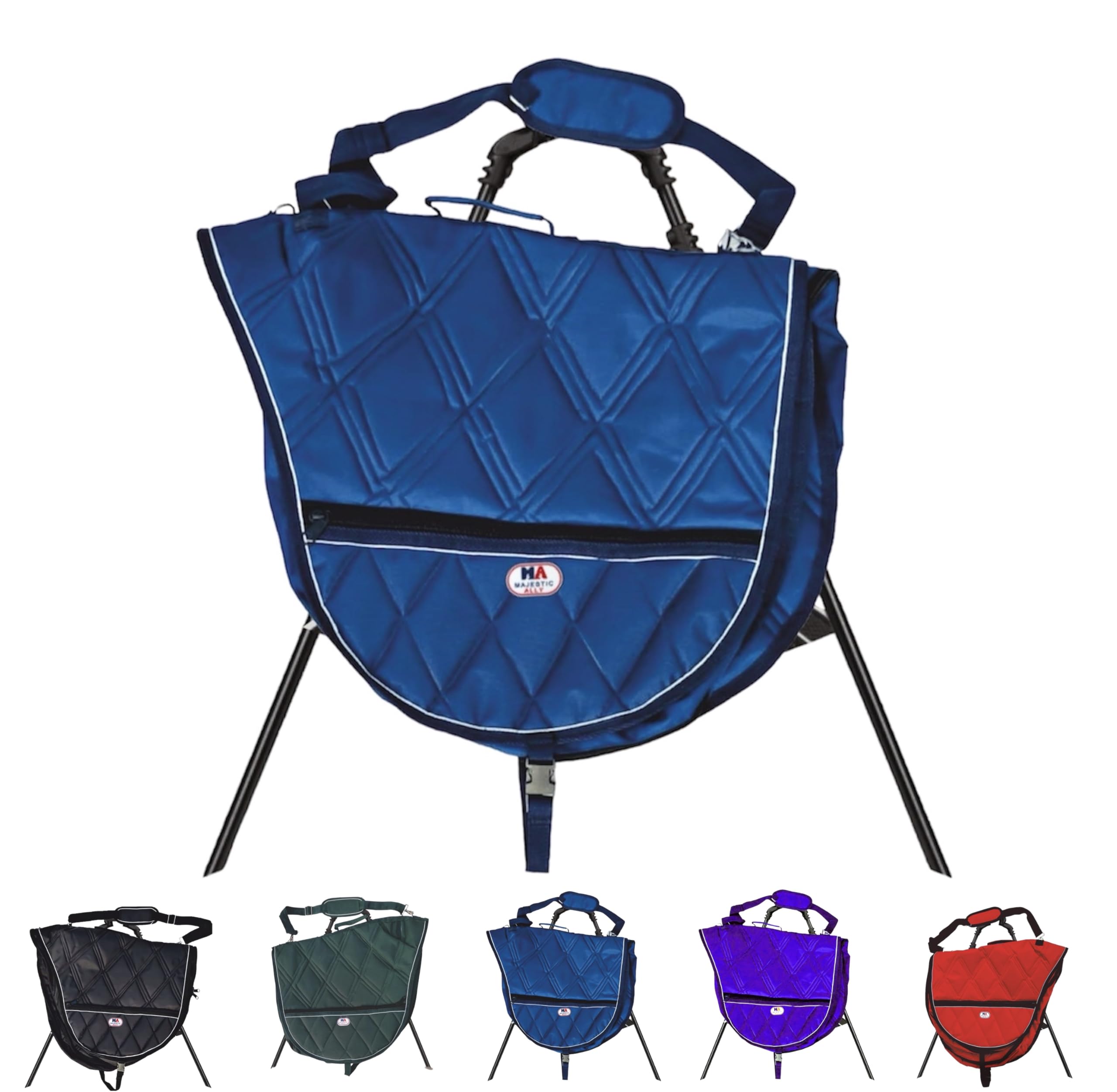 Majestic Ally 1000D Nylon Reflective English Saddle Carry Bag (Navy)