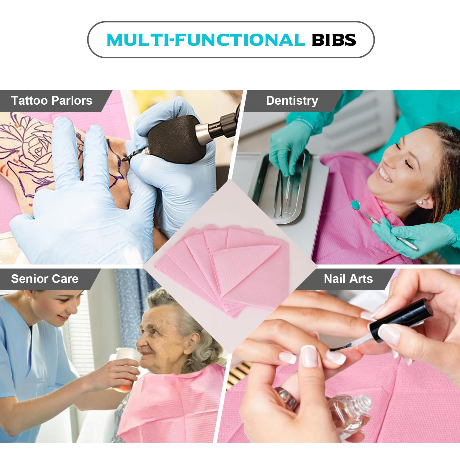 Dental Bavoir - TONBAO - Lot de 50 bavoirs jetables imperméables - 45,5 x 33 cm - Pour tatouage