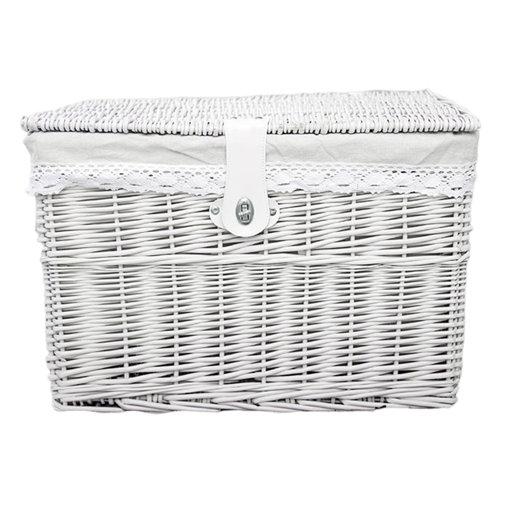 Panier en osier avec couvercle et doublure coton 16x11x11 pour rangement