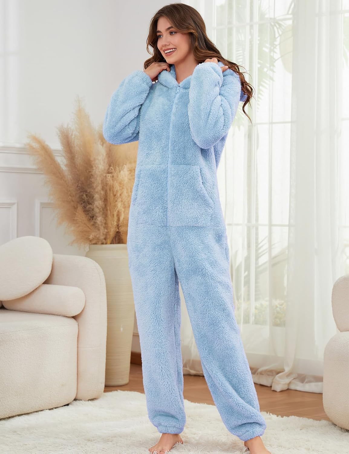 COZYPOIN Womens Onesie Pajamas Cute Fleece One Piece Hooded Romper Winter Warm Adult Onesies Fuzzy Jumpsuit Loungewear - Image 4