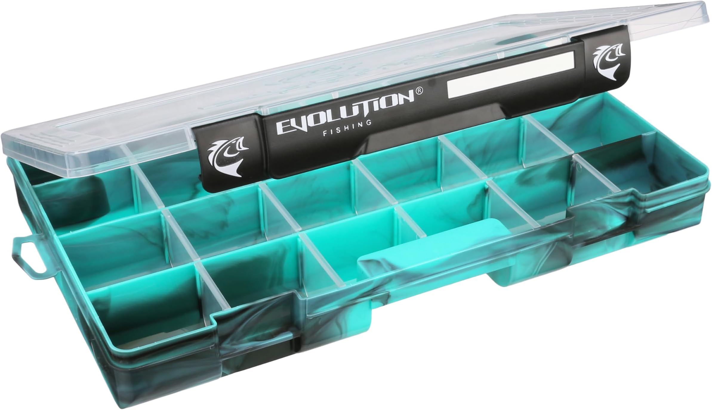 Evolution Outdoor 3700 Drift Series Fishing Tackle Tray โ Colored Tackle Box Organizer with Removable Compartments, Clear Lid, 2 Latch Closure, Utility Box Storage