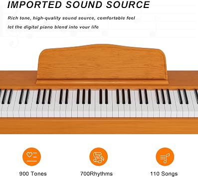 88 Key Full Size Hammer Weighted Digital Piano Keyboard, 88keys Hammer Action Weighted Electric Multi-Functional Keyboard piano with Stand, Pedal, Power Adapter for Beginner/Leanrner (Only Piano)