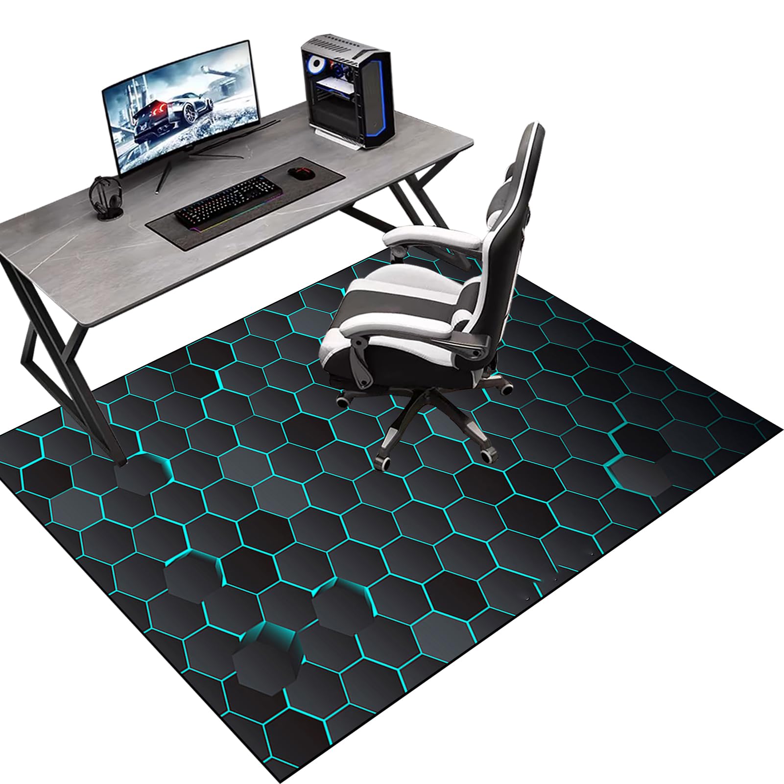 Bodenschutzmatte Gaming Teppich Stuhlunterlage Teppich-Stuhlmatte Schutzmatte für Teppichböden Kratzfest Bodenmatte Stuhlunterlage 80 x 100 cm schreibtischstuhl unterlage für Laminat
