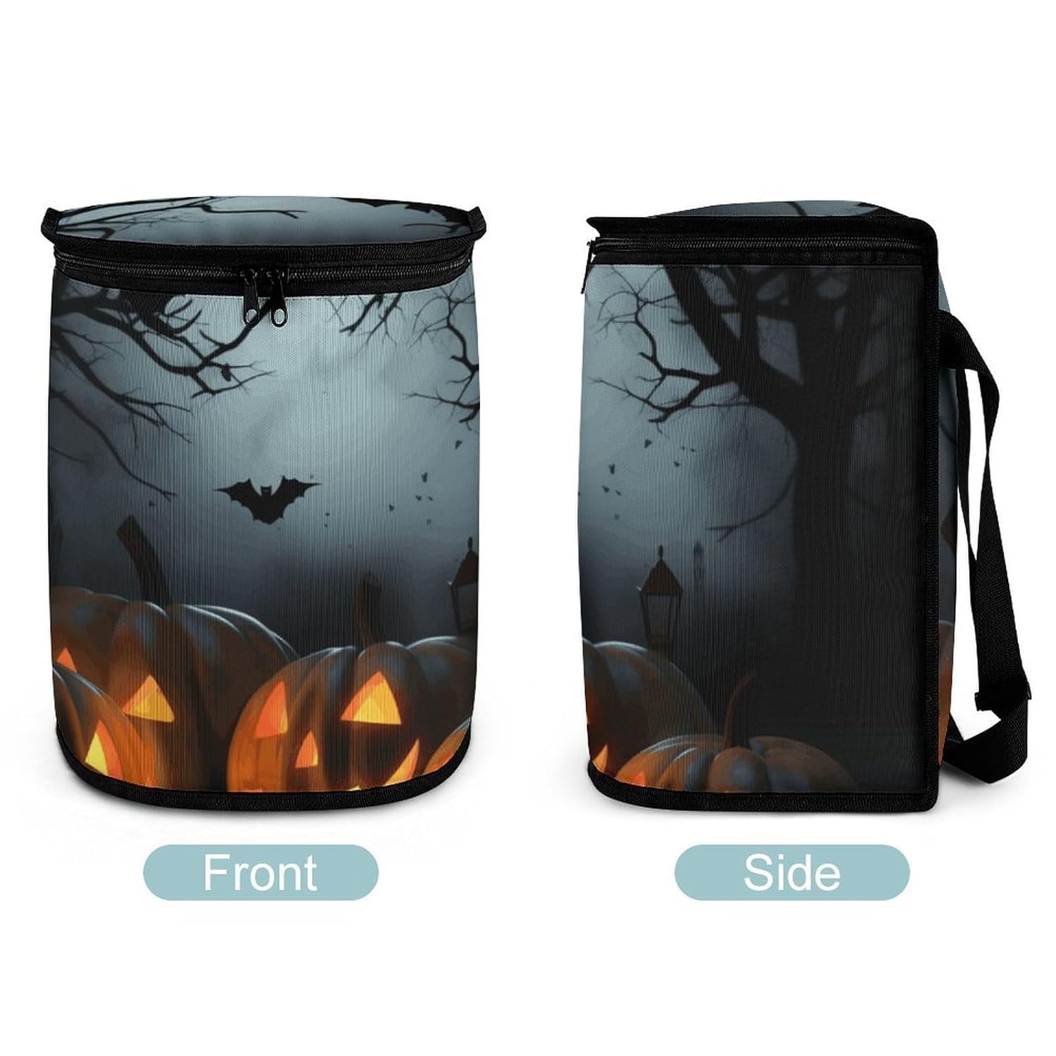 Halloween with Pumpkins Car Trash Can Portable Car Garbage Bag with Lid Hanging Leak-Proof Waterproof Cars Trash Bag Large Capacity Automotive Garbage Cans for All Vehicle