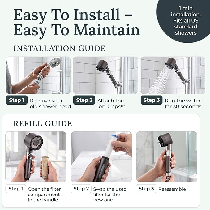 Cabezal de ducha filtrado para agua dura con manguera de acero inoxidable miniatura 5