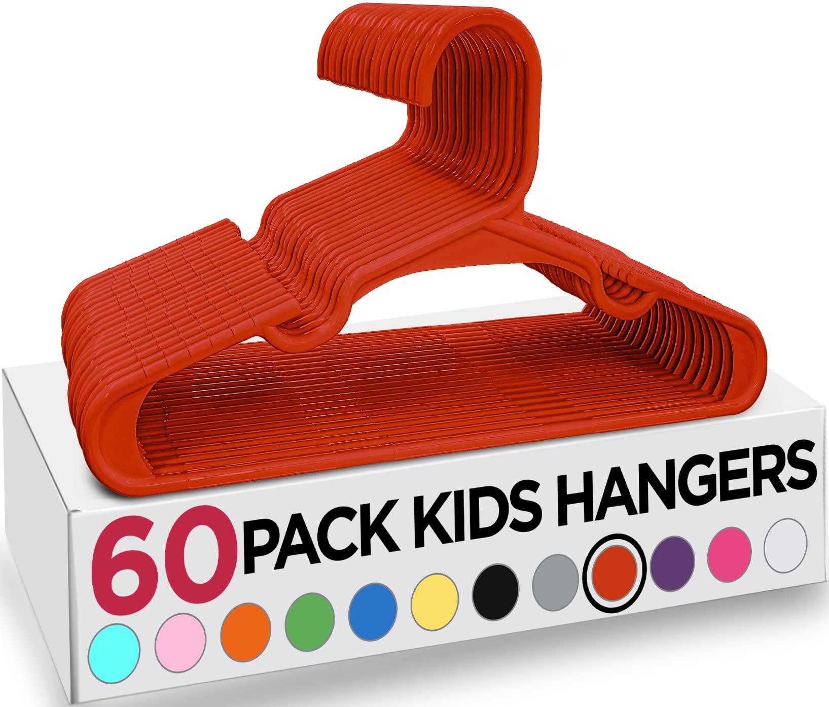 Utopia Home 60 Pack Kids Hangers - 11.5 Inch Plastic Baby Hangers for Closet - Childrens Hangers for Clothes & Infant Hangers for Closet - Ideal for Everyday Standard Use (Red)
