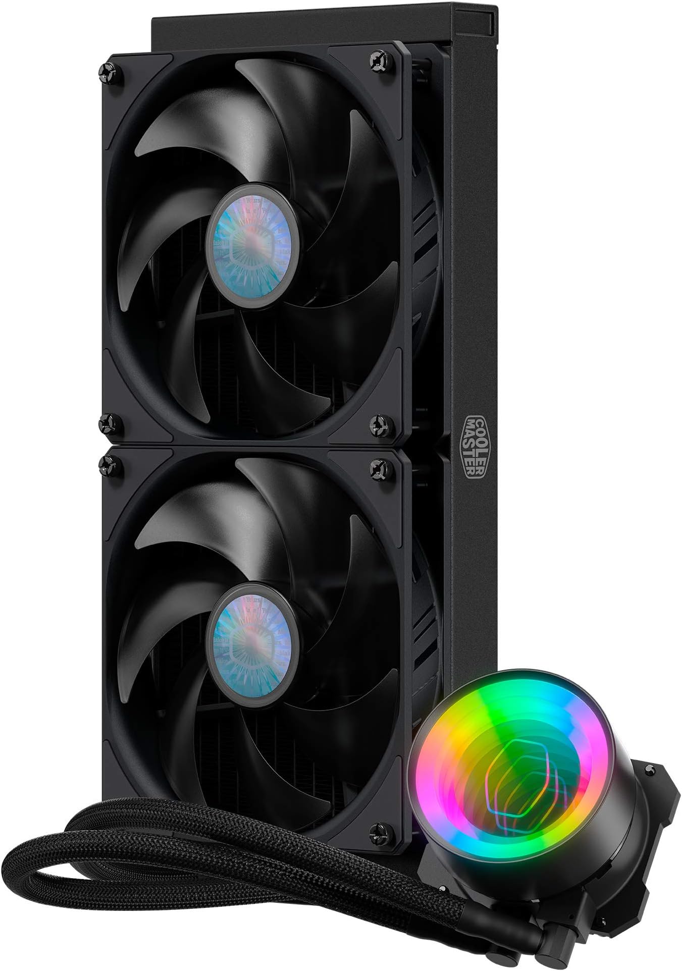 Cooler Master MasterLiquid ML280 Mirror ARGB CPU Liquid Cooler - 3rd Gen. Pump AIO Water Cooling System, 2 x 140mm SickleFlow V2 Fans, Enhanced 280mm Radiator - AMD & Intel Socket Compatible