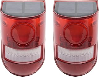 Solar Security Light Alarm,2Pack IP65 Waterproof PIR LED Motion Sensor Flashing Light Lamp,Built in Battery,Energy Saving Warning 110dB Loud Siren Solar Light for Flashing Outdoor(Size:2Pack)