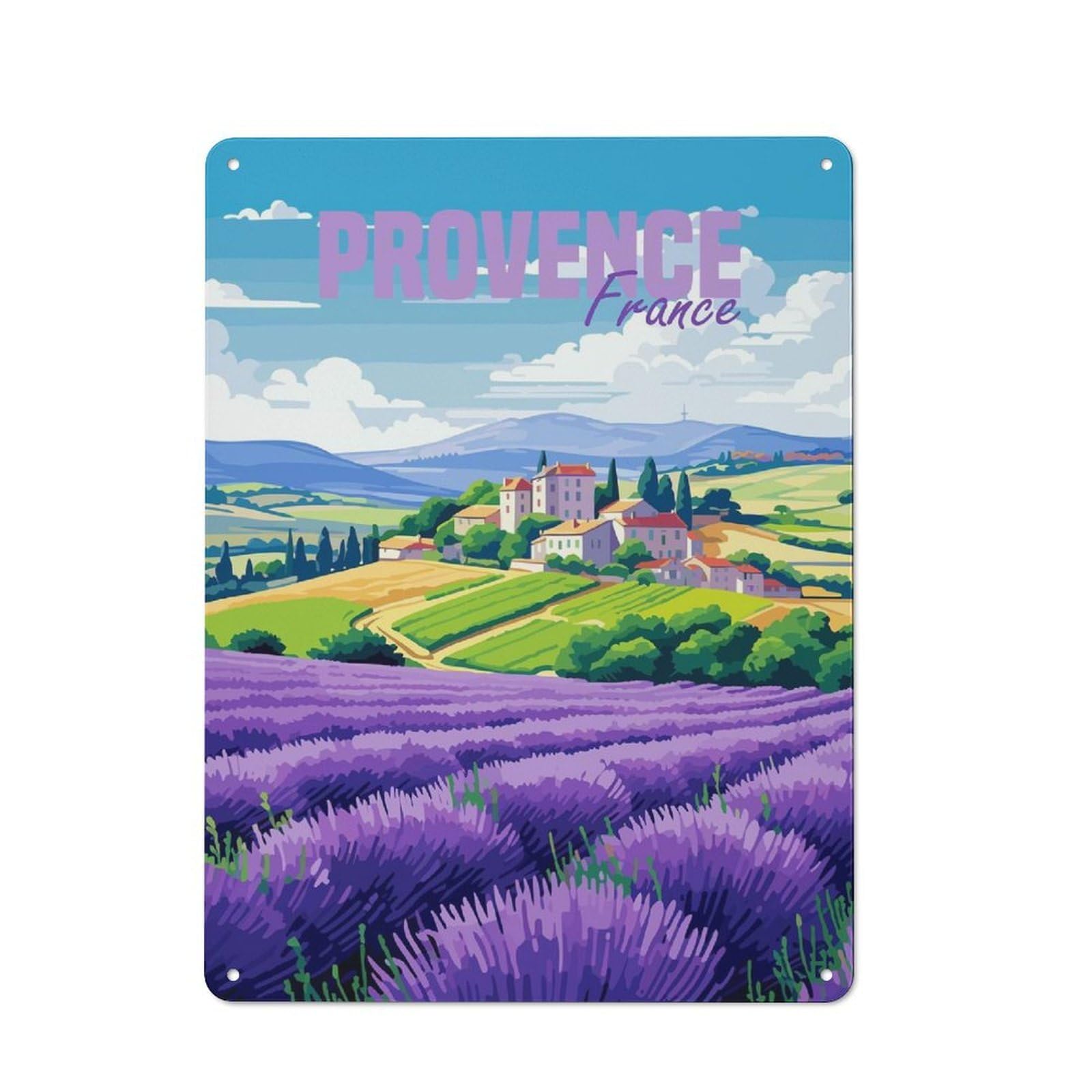 Junmoney Provence France Lavender Classic Tin Wall Sign 40X30cm, Diner Style Decor For Coffee Bar, Kitchen, Bistro Or Tea Corner