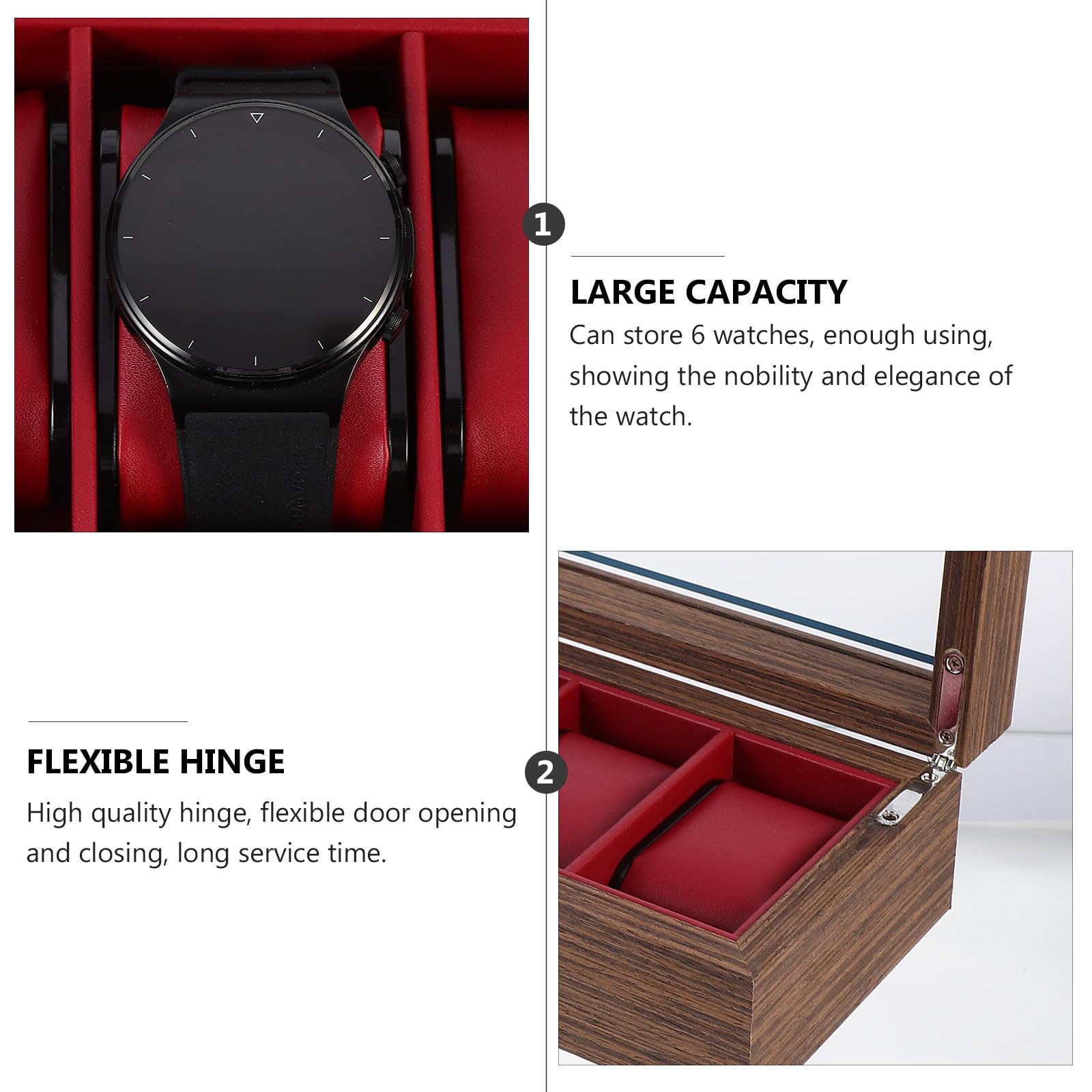 NOLITOY Caja Organizadora para Proteger Relojes de Madera 6 Ranuras para Relojes Diseño Vintage y Elegante en Día de San Valentín o Año