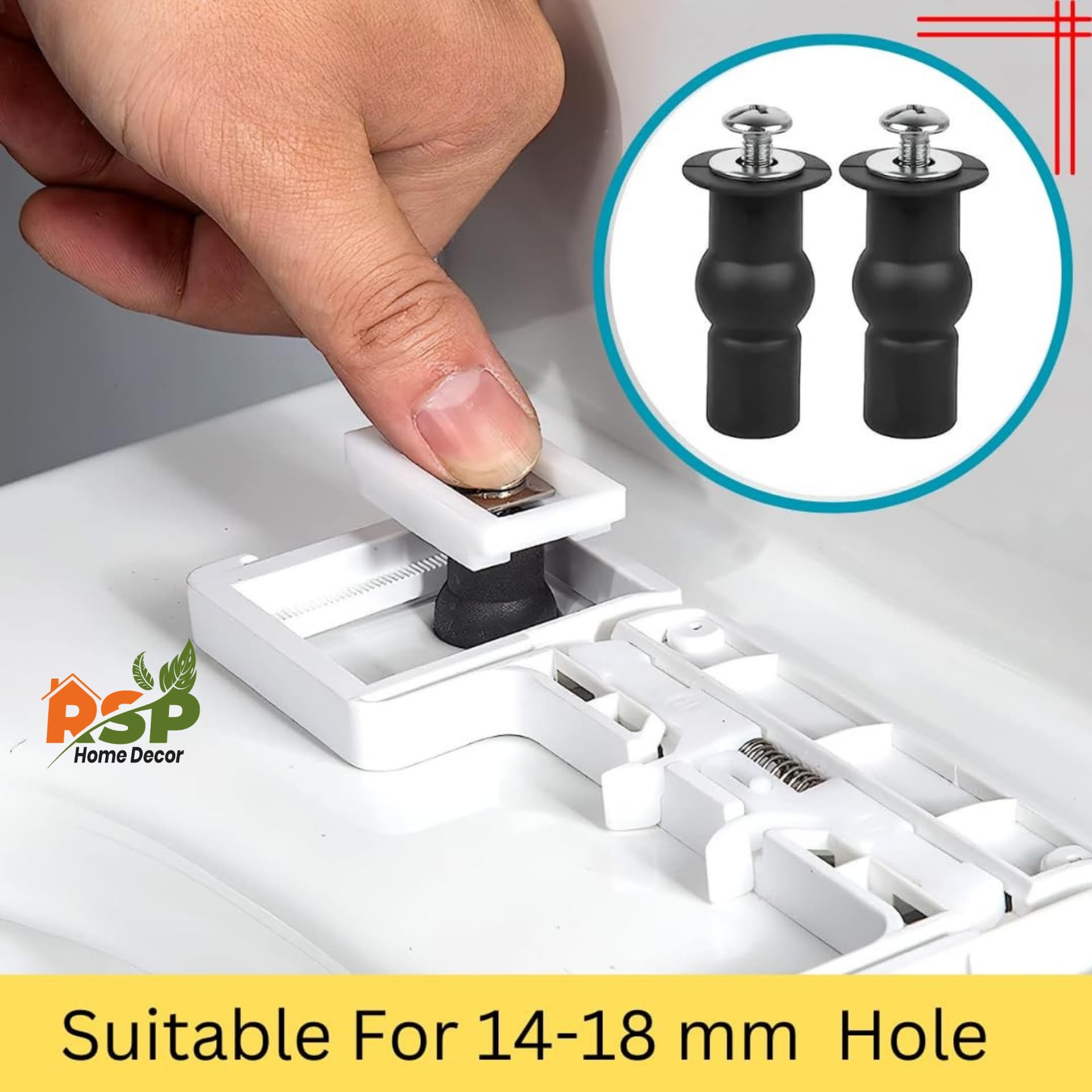 Universal Toilet seat Cover Hinges Screw Blind Hole fixings Expanding Rubber for Top Mounting Toilet Seat Hinges-2 Pairs (4 Pack)