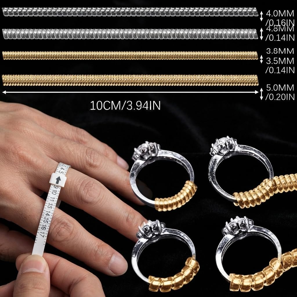 75Pcs Ring Size Adjuster Set with Ring Sizer Tool Polishing Cloth