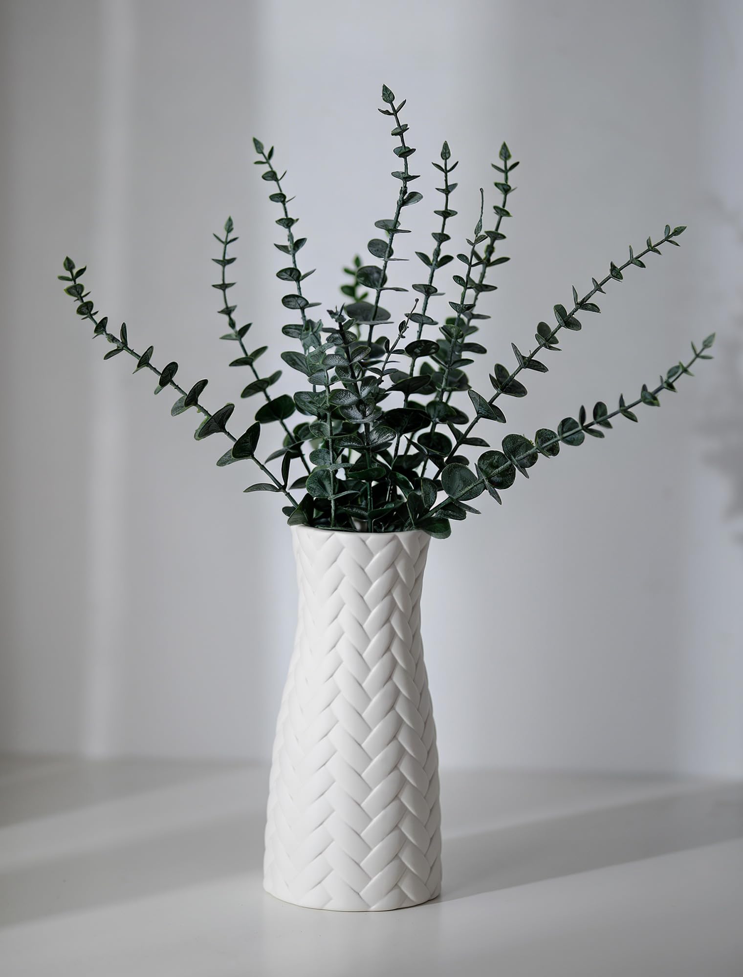 NUPTIO Blanc Ceramique Vase Decoratif: 22cm Boheme Séchées Pampa Fleurs Vases pour Chambre Salon Bureau Maison - Moderne Centre de Table pour Interieur Decoration