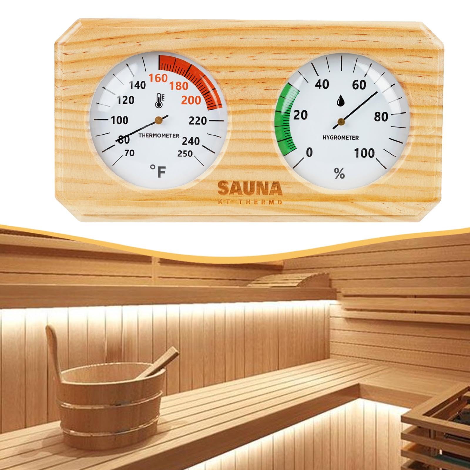 Termometro-igrometro per Sauna, Igrometro Professionale da Parete per Misurare Temperatura E umidità in Casa, Fahrenheit