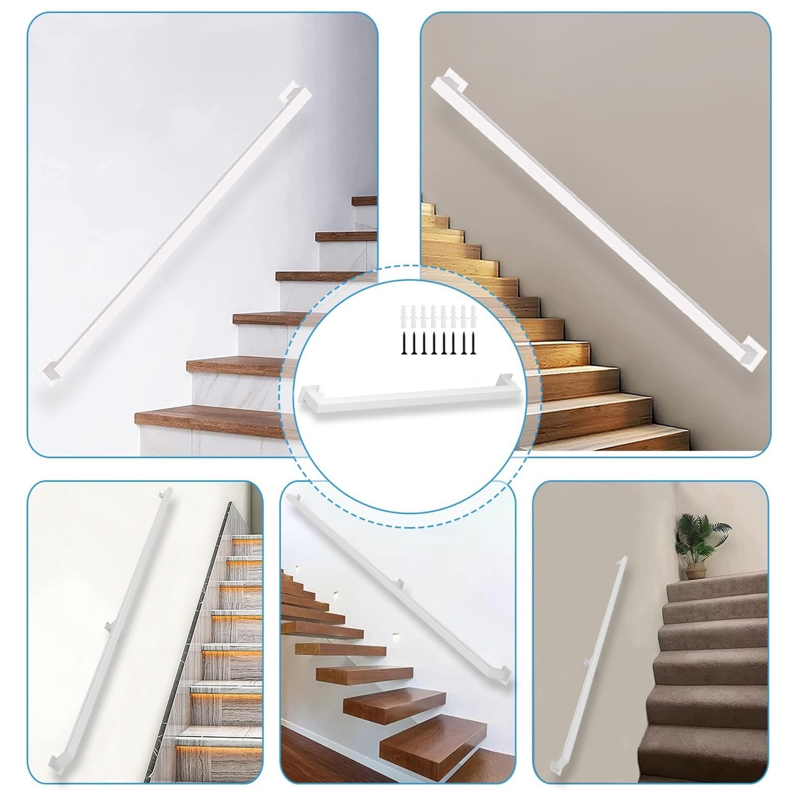 Kute schody il Indoor Outdoor Grab Rail wspornik ścienny biała kwadratowa rura poręcze ręczne 250 cm