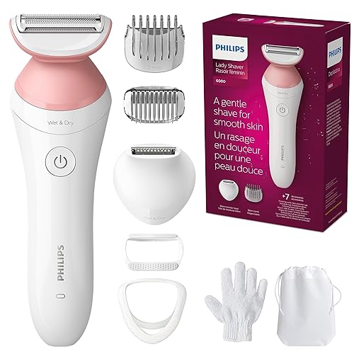 Philips Beauty Lady - Afeitadora eléctrica serie 6000, inalámbrica con 7 accesorios, BRL14600, color blanco