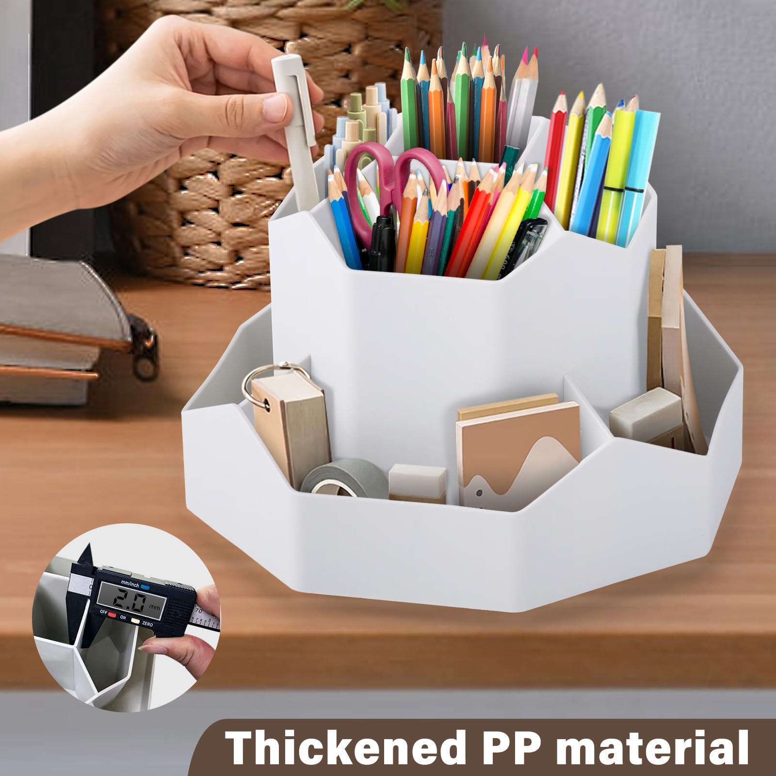 PANTSLINE 360° Rotatable Pen Holder, Multifunctional Office Organiser, Desktop Organiser, 9 Compartments, Large Capacity - Image 4
