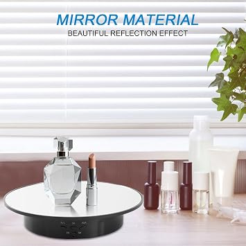 Motorized Display Stand - 7.87 Rotating Platform with Mirror Cover, USB Charging Port, 22 lbs Load Capacity, Ideal for Jewelry, 3D Model, Cake Photography
