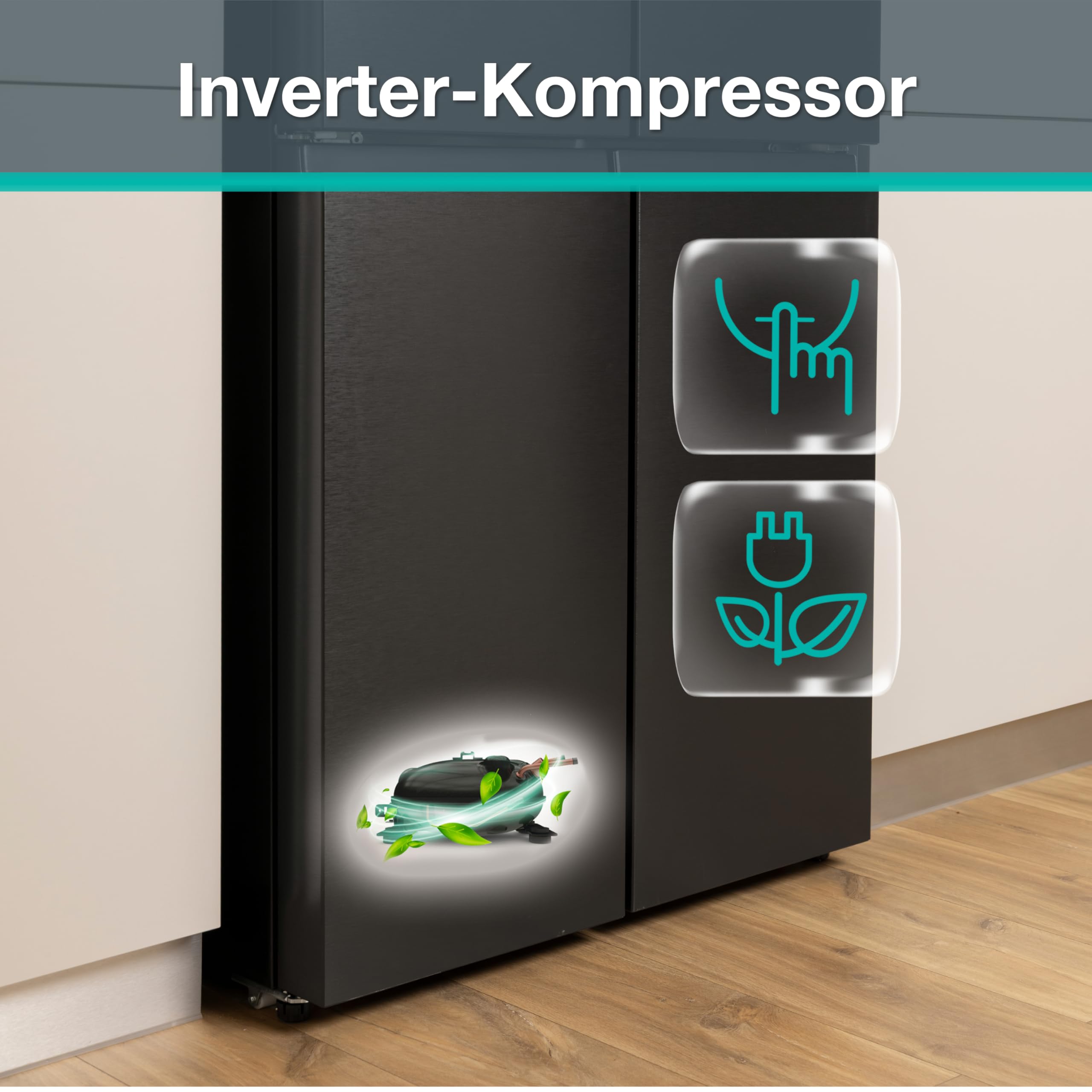 Gorenje NRM819D61BX Cross Door, 460L, CrispZone mit Feuchteregler, Frischbox mit Multifunktion, Eisbox, Fastfreeze, NoFrost, Inverter-Kompressor,BxHxT: 79,4×190×65 cm, Matt Schwarz