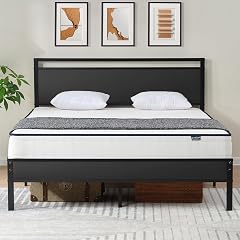Z-hom Upgraded King Size Bed Frame Heavy Duty Metal Sturdy King Bed Frame with Modern Wood Headboard Footboard