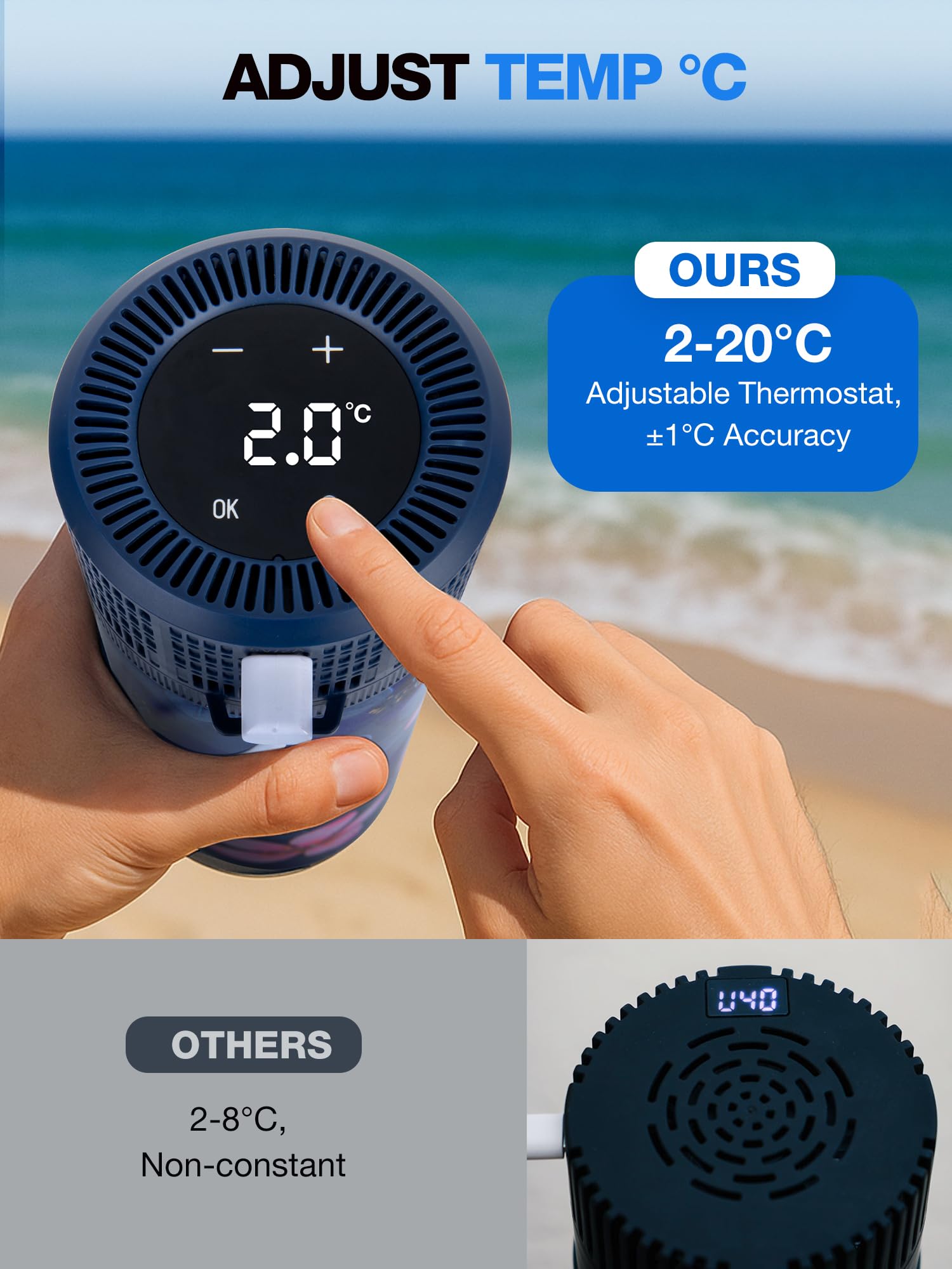 YOUSHARES Bolígrafos de Insulina Estuche de Viaje Enfriador con Indicador de Temperatura, Taza Refrigerada de Insulina de Acero Inoxidable 304