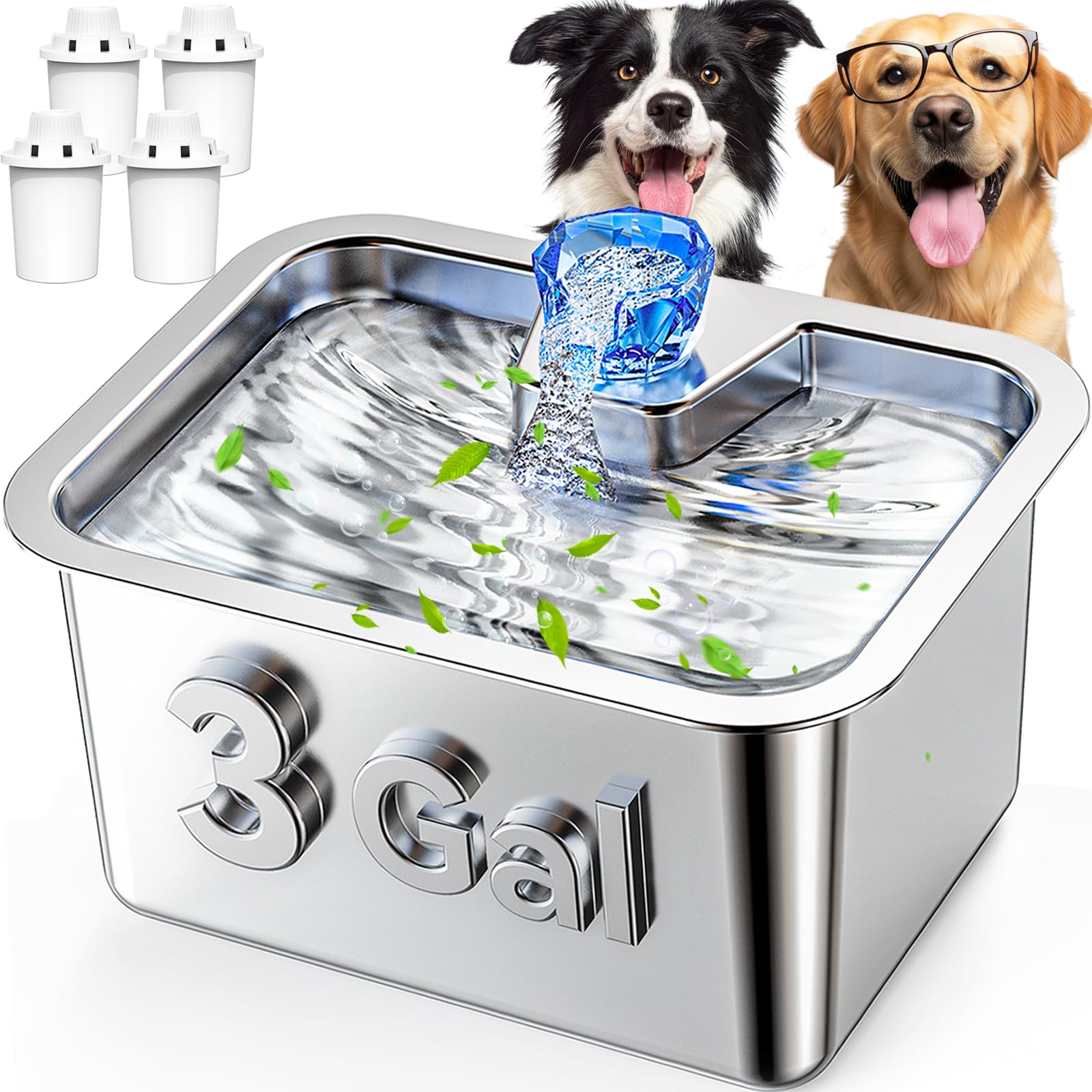 Fontaine à eau pour chien en inox 11L - Abreuvoir automatique haut de gamme ultra silencieux