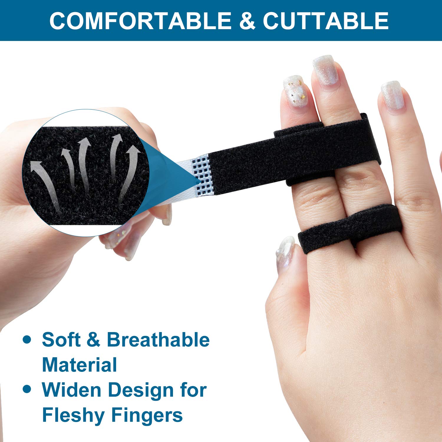 Sumifun Buddy Finger Wraps, Pack of 10 Finger Tapes for Broken, Sprained, Fractured Finger, Finger Straps for Jammed, Swollen, Dislocated Joint (Black) : Health & Household
