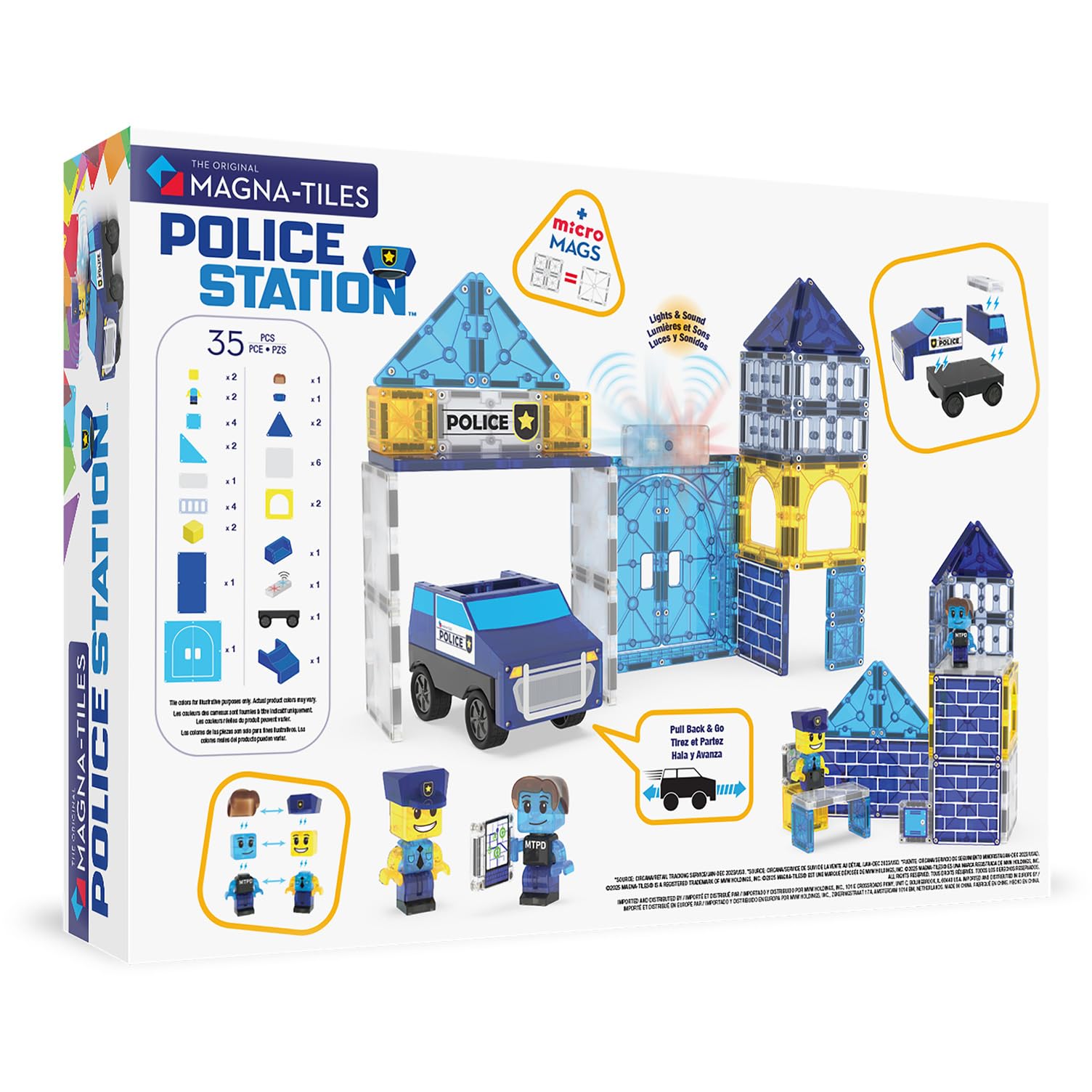 MAGNA-TILES Policja magnetyczna stacja konstrukcyjna, 35 sztuk
