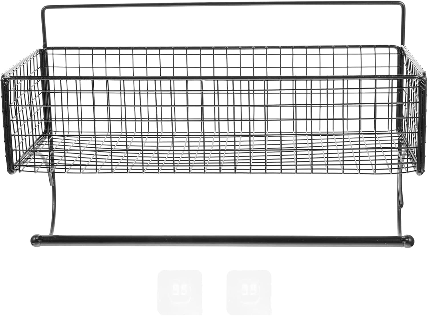 Hemoton Bathroom Towel Rack Grid Basket Wall Wire Basket