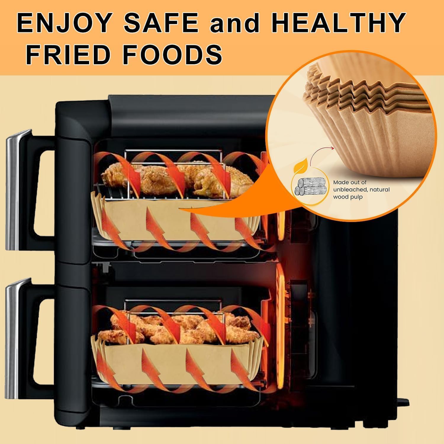 120 Carte Da Forno Per Friggitrice Ad Aria Doppia Camera 20,5x14 Cm - Per Ninja Double Stack E Dual Zone