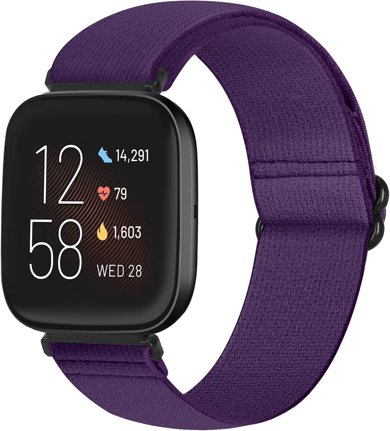 Runostrich Adjustable Elastic Watch Straps Compatible with Fitbit Versa/Fitbit Versa 2 Nylon Sport Loop Stretch Wristband Replacement Band for Women Men (Purple)