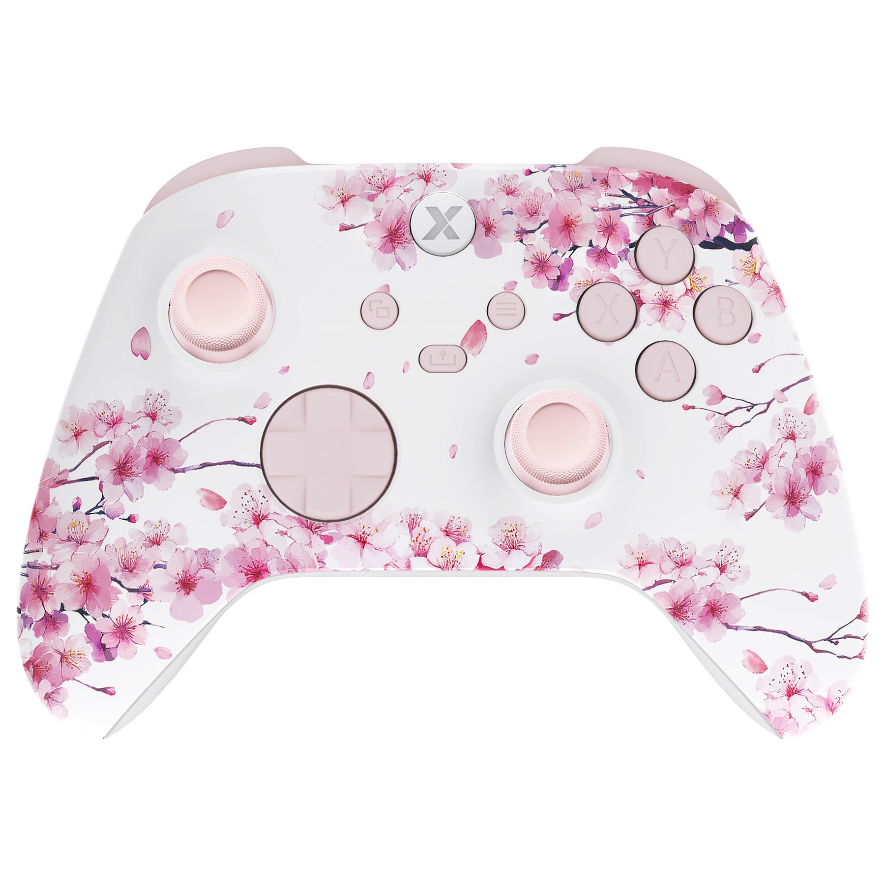 eXtremeRate Coque de Remplacement avec Bouton Complet pour Xbox Series X/S, Coque Avant Arrière avec Bouton Customisé pour Xbox Series X/S Manette, Murmure de Fleur de Cerisier