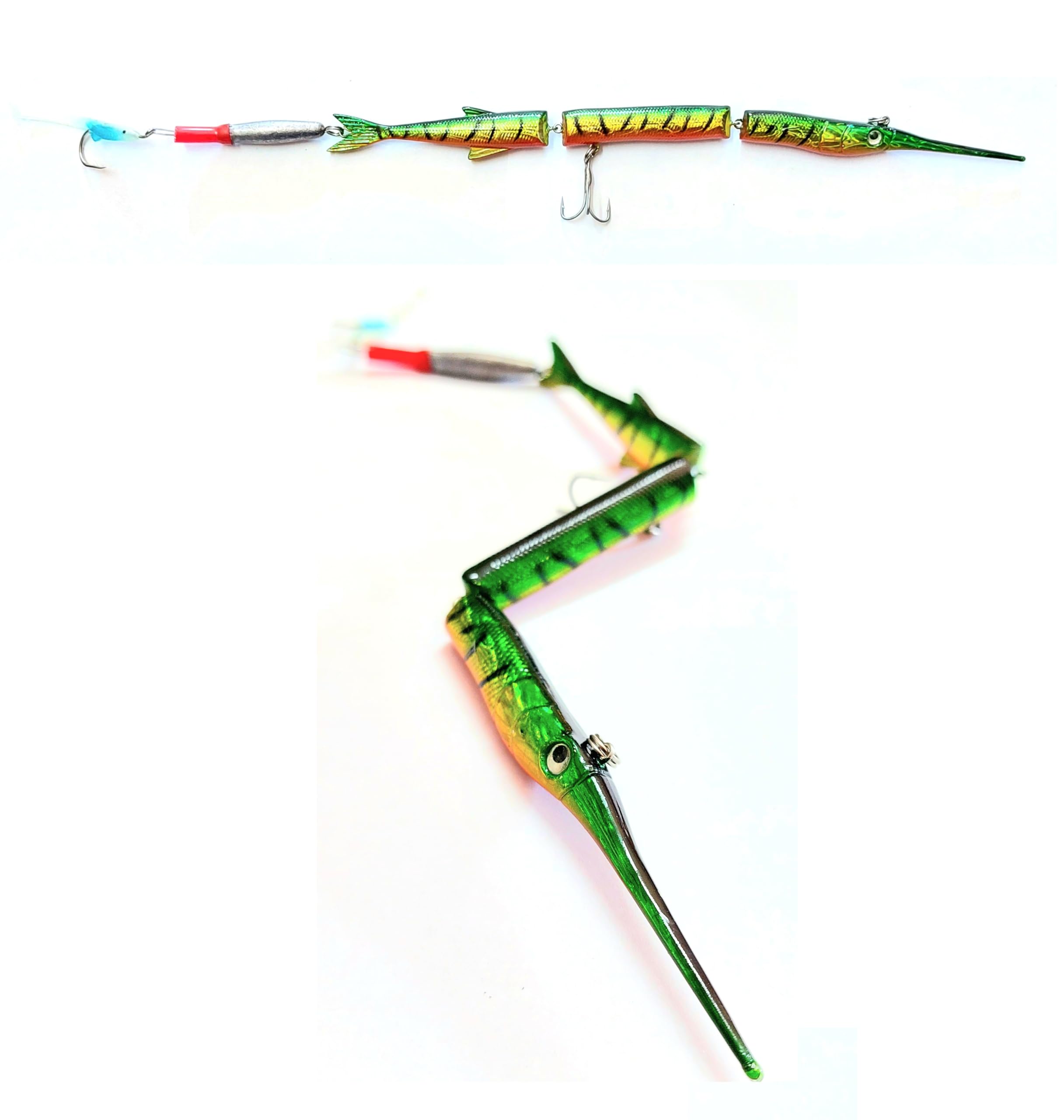 Aguglia Esca Artificiale Verde Piombata Pesca Spinning Pesce Serra Mare Top Water