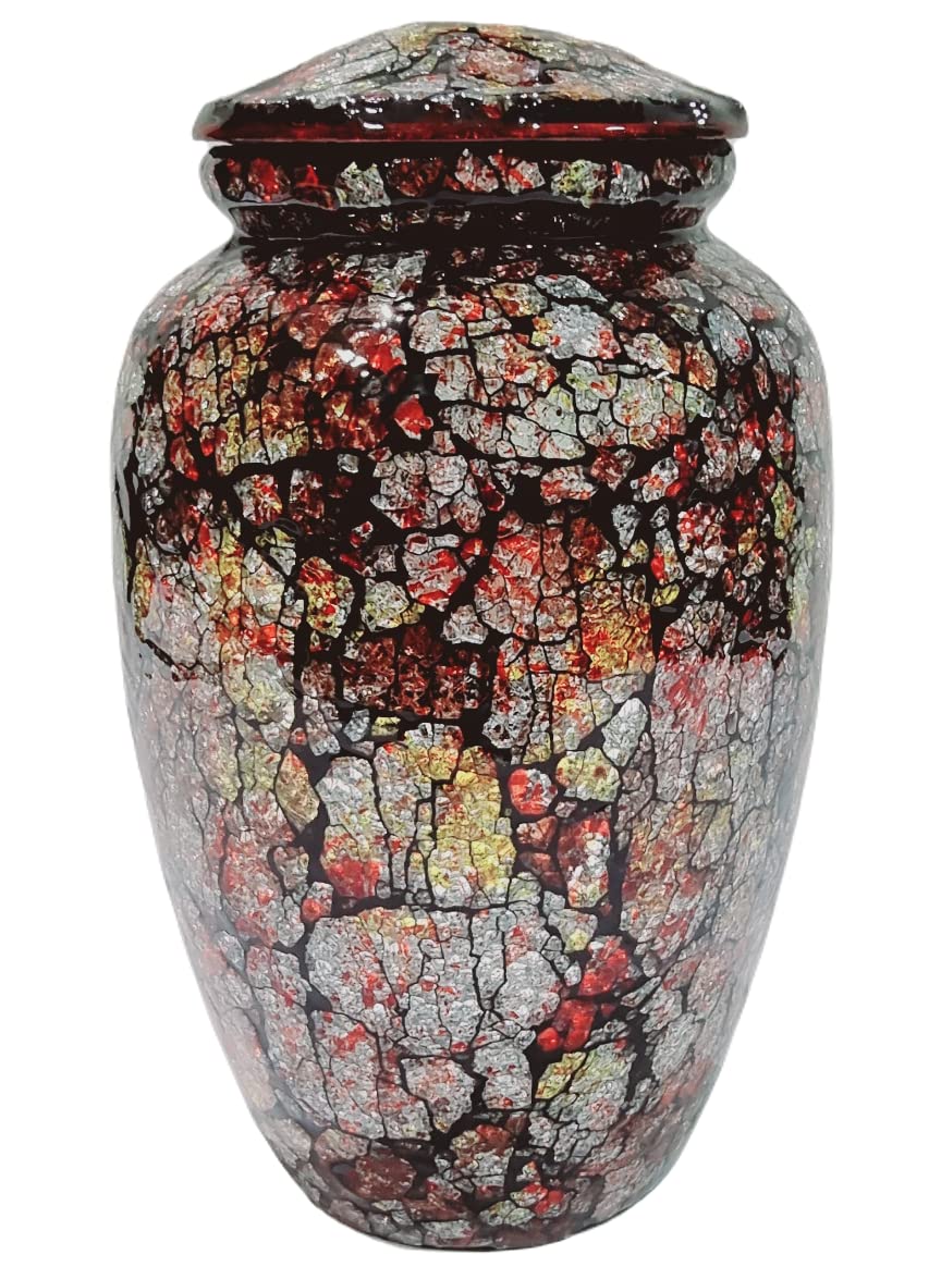 Mosaic Glass Cremation Urn - Hand Made Funeral Urn for Human Ashes - Large Adult Size Burial Urn - Hand Applied Individual Tiles Create a one of a Kind Work of Art - 200 cu in (Black)
