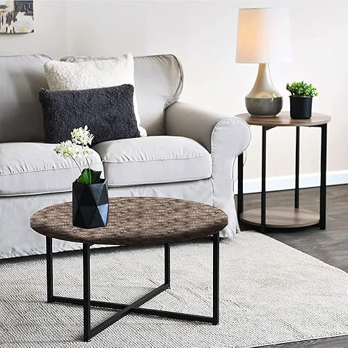 Miniatura 5 de Mantel de poliéster, mantel de PVC impermeable a prueba de aceite, patrón de encaje floral retro, se adapta a mesas redondas de 48 pulgadas de