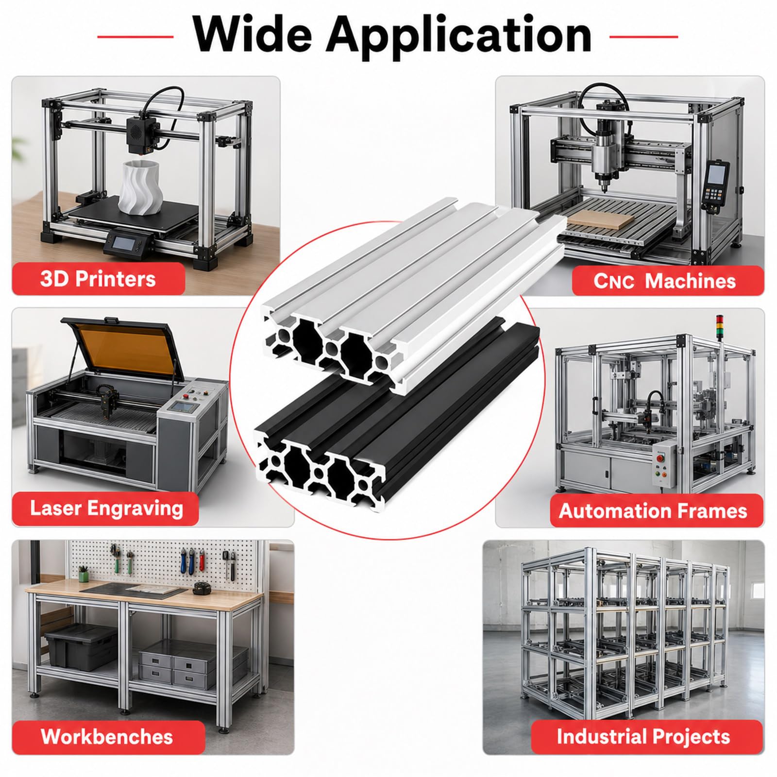3D Drucker Alu Profil,Aluminiumprofil Extrusions Eloxierte Linearschiene,Aluminium Alu Profil Eloxiert,Langlebig Und Geschmeidig,FüR Maschinenbau,Werkbank & DIY